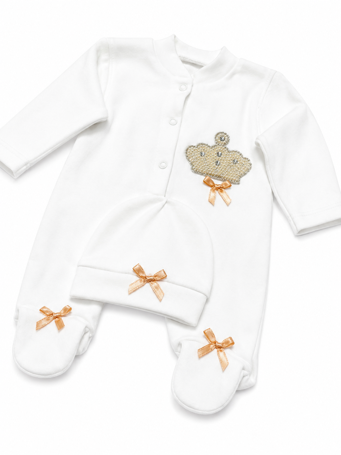 Royal Pearl Baby Footed Sleepsuit Set